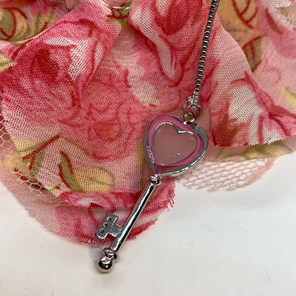 Sterling Silver 925 Heart Pink Crystal Necklace - Picture 3 of 6
